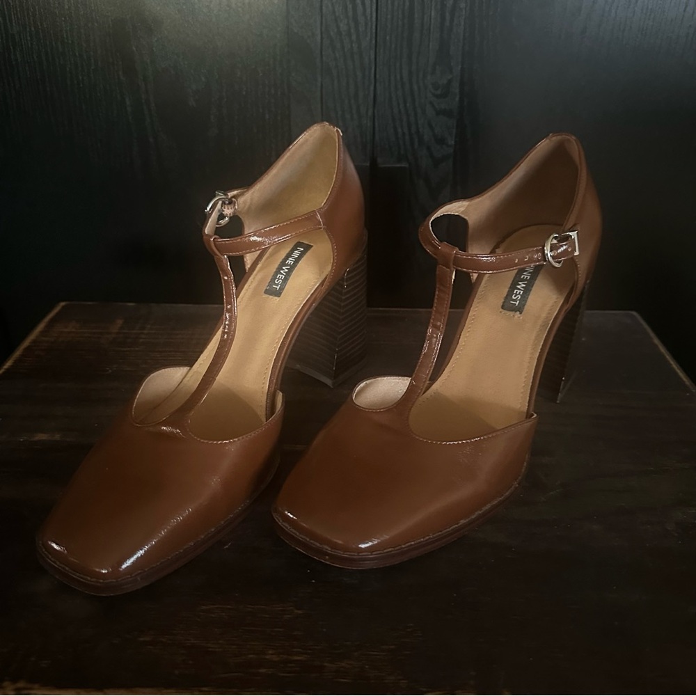Nine West Women's Brown T-Strap Heels